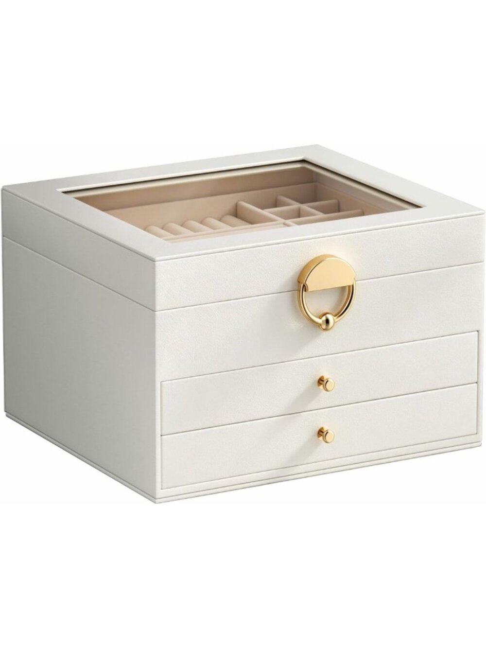 Elegant 3-Layer Jewelry Organizer Box - Stylish Cloud White Storage Solution
